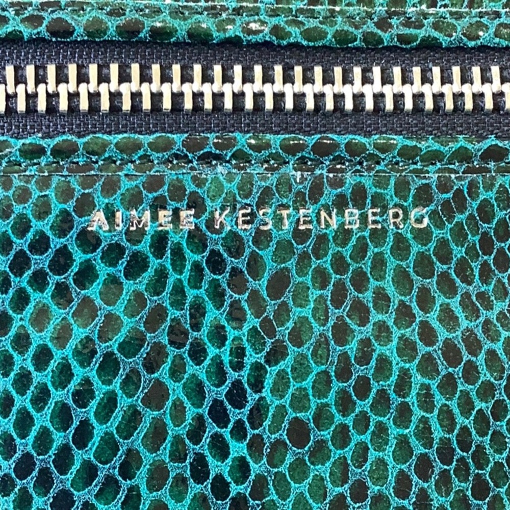Aimee Kestenberg Green Snake Embossed Leather Crossbody Bag with Silver Hardware - Picture 6 of 12